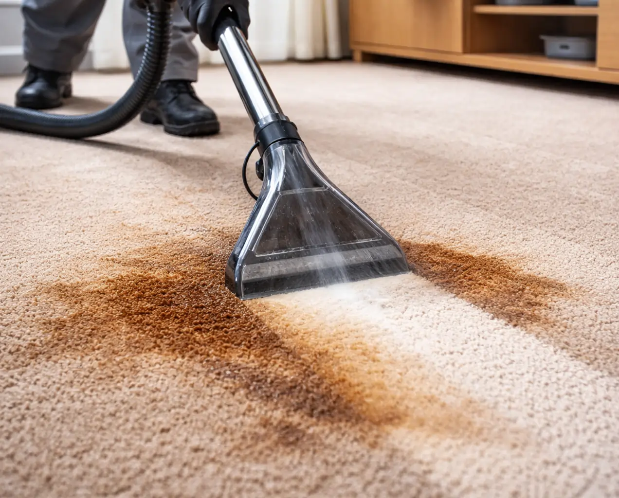 Fresh stain-free carpet after expert cleaning