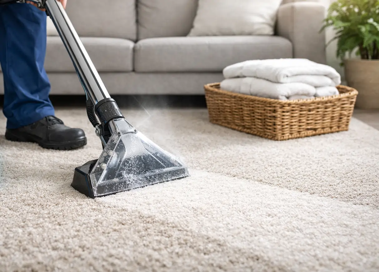Clean carpet after professional stain removal service